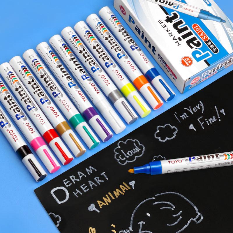 Bút Đánh Dấu Sơn Chống Thấm Nước Cho Lốp Xe Ô Tô Lốp Xe CD Kim Loại Bút Đánh Dấu Sơn Vĩnh Viễn Graffti Dầu Macador Văn Phòng Phẩm Caneta 1 Miếng