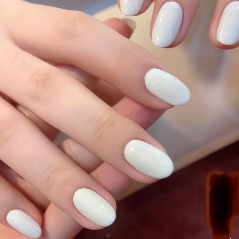 [Hót] M204 Nailbox thiết kế màu trắng sữa chua fom tròn ngắn nhẹ nhàng Nữ nail  giả