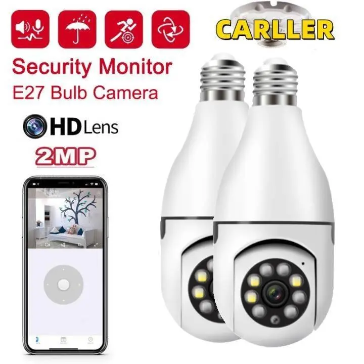 Orio - E27 HD 1080P rotatable 360° automatic tracking smart CCTV Bulb Camera indoor and outdoor waterproof night vision two-way audio wireless wifi connection mobile phone remote surveillance camera Compatible with bulb E27 base[AOXY]