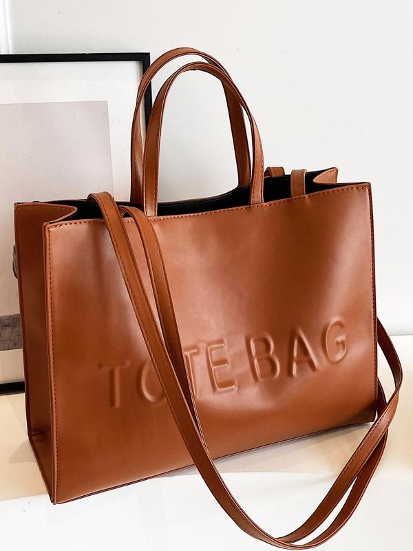 Women's Solid Color Tote Bag, Fashionable Large Capacity Shoulder Bag for Work & Daily Used, Casual Trendy Versatile High-quality Daily Commuting Bag 4