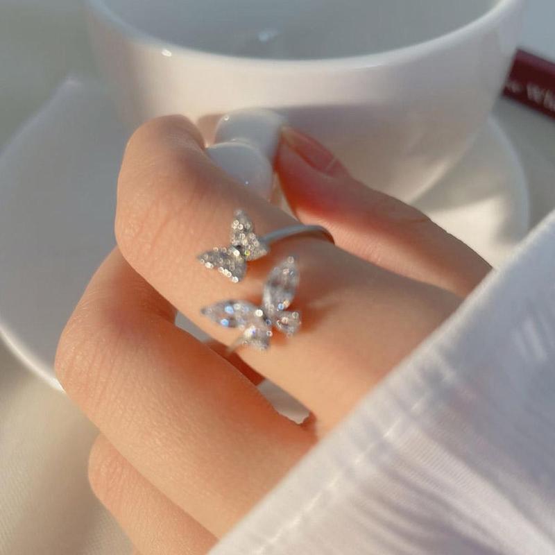 Nhẫn Có Thể Điều Chỉnh Thiết Kế Hình Bướm Đôi, Quà Tặng Ngày Lễ Tình Nhân, Thích Hợp Cho Các Cặp Đôi 5