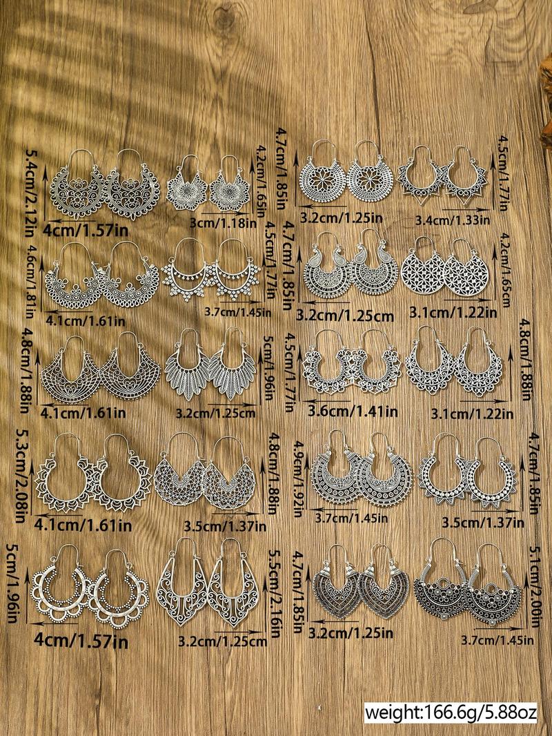 Product Introduction of Boho Style Hollow Out Design Dangle Earrings Set, Fashion Jewelry for Party, Daily Clothing Decor, Trendy All-match Jewelry for Birthday Gift 1