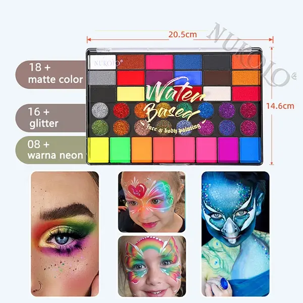 Face Body Painting Make up Set free Brush DIY cosplay wajah water base waterproof 3