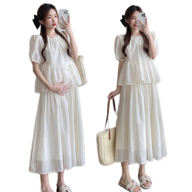 Sét bầu suông ÁO KÈM CHÂN VÁY xinh như nàng thơ thiết kế TƠ TẰM HAI LỚP mềm mại mát mẻ sang chảnh tiểu thư S23 Women Nữ Kem Voi