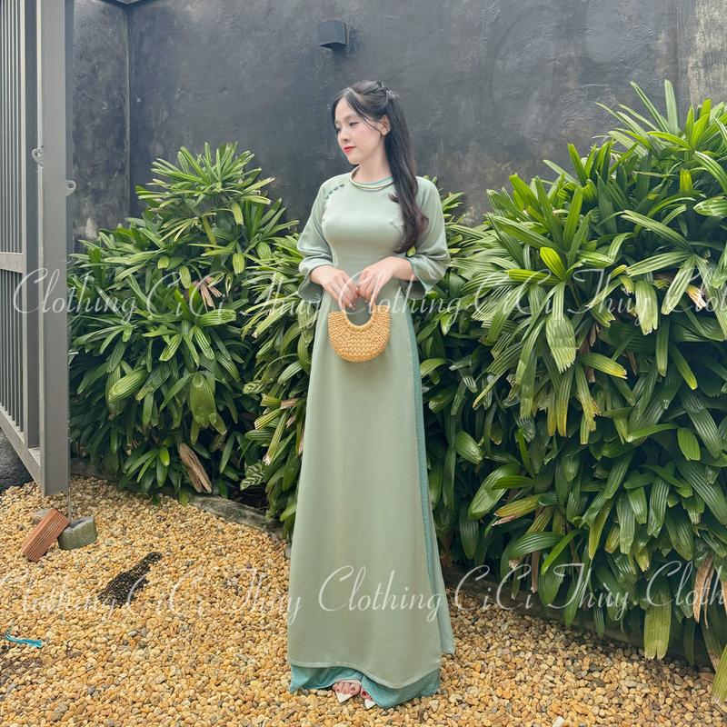 Product Introduction of Áo Dài Tây Thi Cổ Tròn Phối Viền Cổ Tay Có Cúc Xinh Xỉu, Phù Hợp Cho Chị Em Đi Chơi, Đám Hỏi, Đi Dạy - CiCi Thùy Clothing Nữ 16