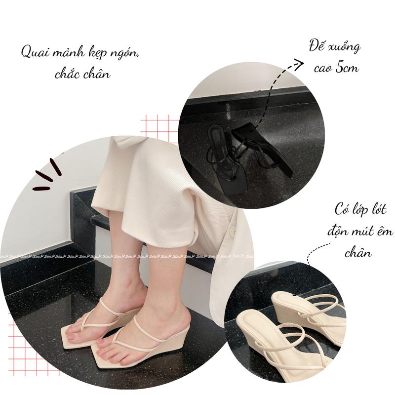 Product Introduction of Giày đế bằng SimP dép xuồng cao 5cm xỏ ngón quai mảnh mang được 2 kiểu - BIO DéP Shoes 9