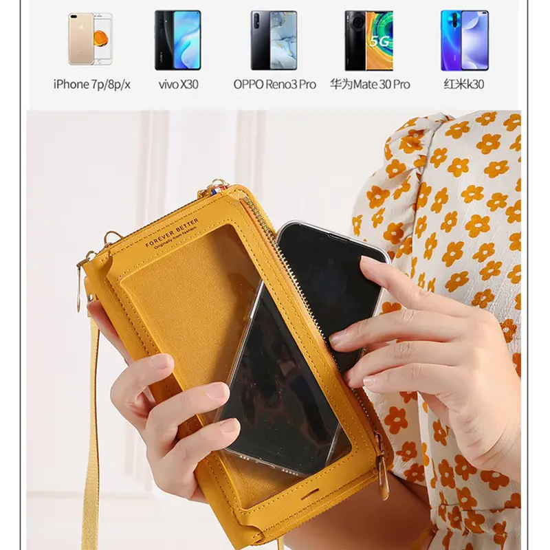 [ AVAMA T8 ] TÚI VÍ CẢM ỨNG MẶT TRƯỚC TIỆN LỢI, Túi ví cầm tay, Túi ví đeo chéo, Túi xách nhiều ngăn đằng sau để đồ cá nhân, túi ví cầm tay đeo chéo chống thấm nước sử dụng khi trời mưa gió dành cho tất cả lứa tuổi 5