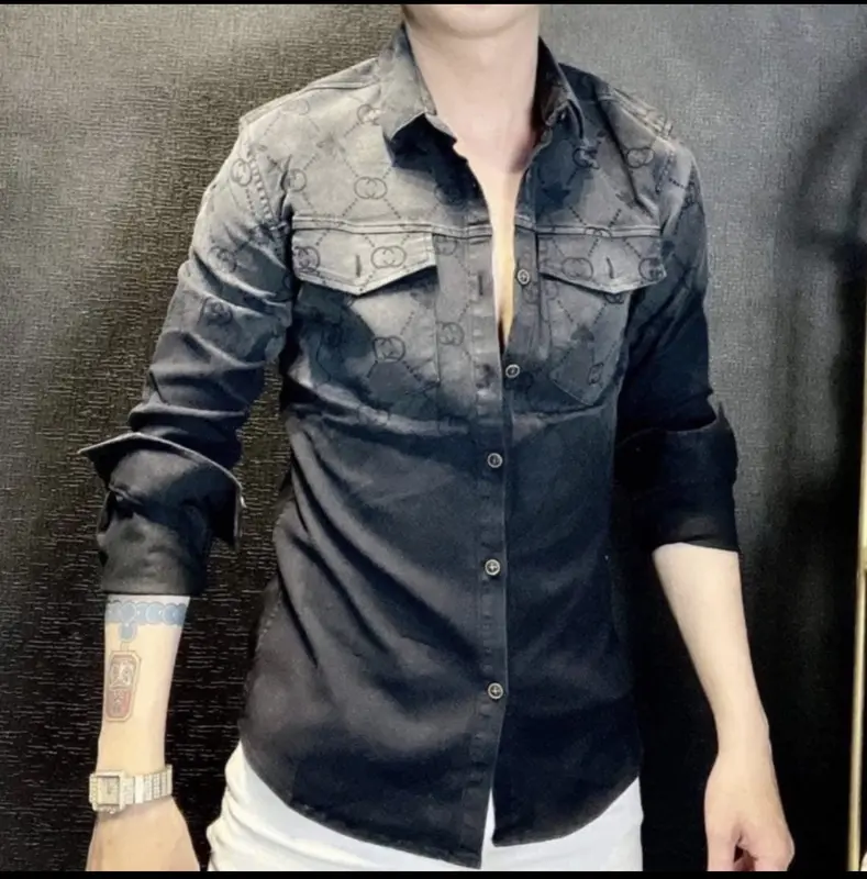 Áo sơ mi nam dài tay in họa tiết đẹp mẫu mới hot hit cao cấp quãng châu Menswear 3