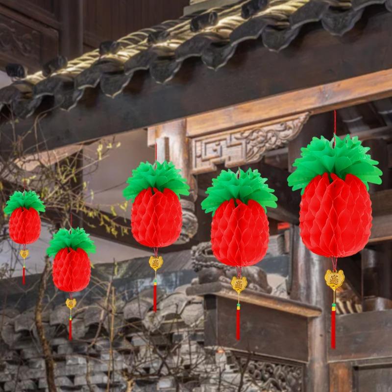 Product Introduction of Chinese Traditional Spring Festivals Pineapple Honeycomb Ball Lantern Oil-plastic Paper Hanging Lanterns Chinese New Year Gifts Decor 23