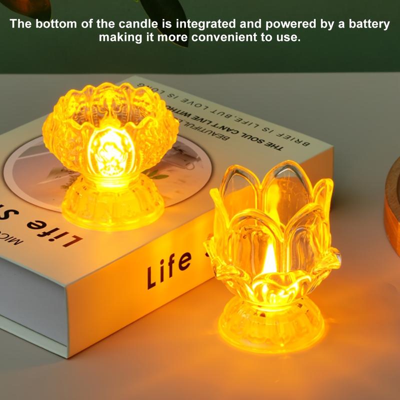Product Introduction of Đèn Nến Hoa Sen Không Lửa, 1 Cái, Đèn Trang Trí Acrylic LED, Đi Kèm Với 3 Pin Nút, Chất Liệu Nhựa, Thích Hợp Cho Trang Trí Nội Thất Lễ Hội Hồi Giáo Lễ Ramadan Thông Dụng, Không Có Lông Vũ, Bao Gồm Pin 1