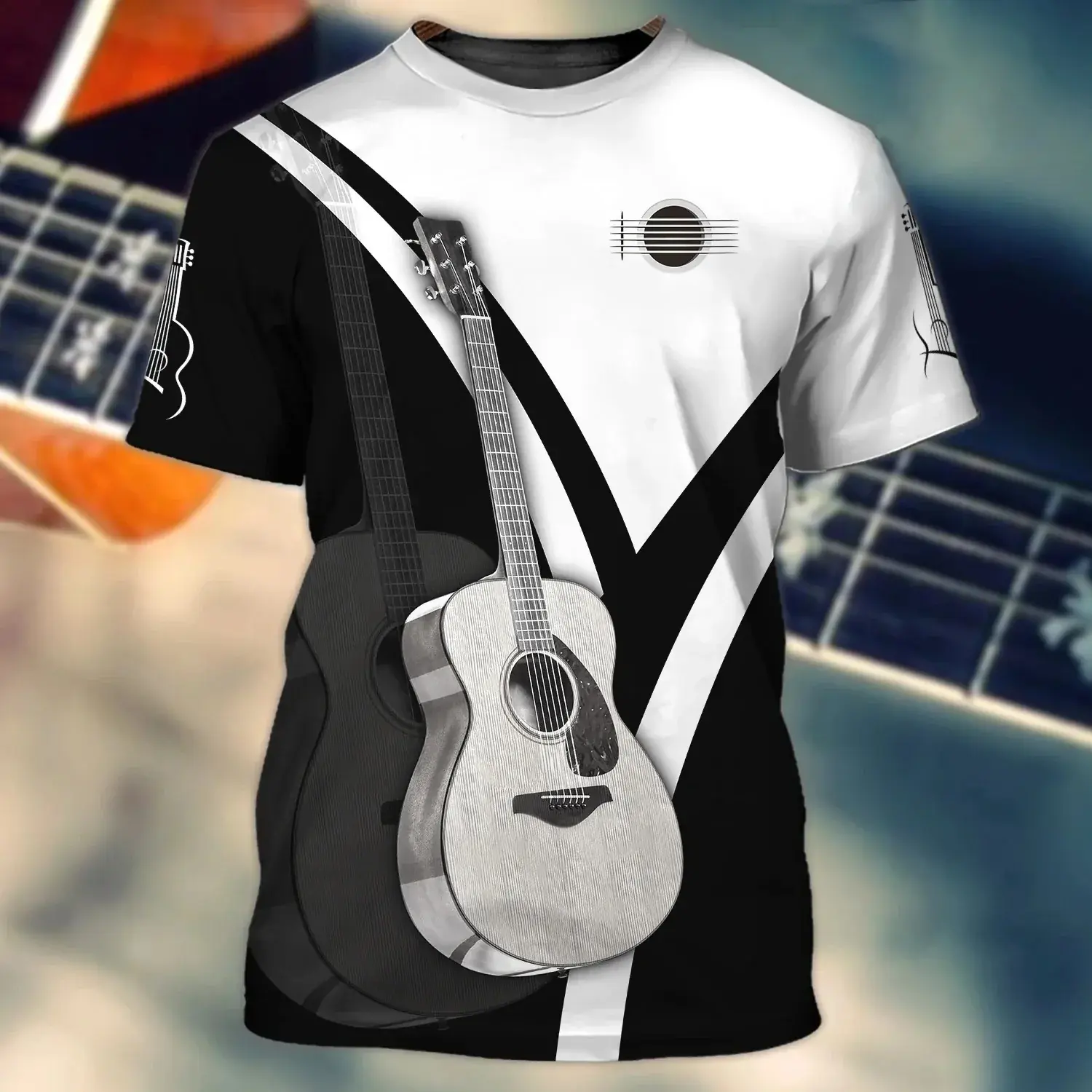 Áo Thun Nam Hình GUITAR, Xu Hướng Thời Trang Mùa Hè Mới, Áo Thun In 3D Thường Ngày Cá Tính Hip Hop, Cổ Tròn, Áo Ngắn Tay