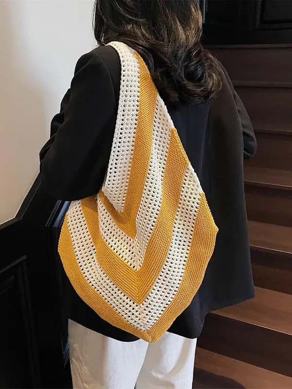 Women's Fashionable Knitted Bag, Casual Versatile Shoulder Bag for Daily Used, Trendy High-quality Daily Commuting Bag, Girl Fashionable Shopping Bag 8