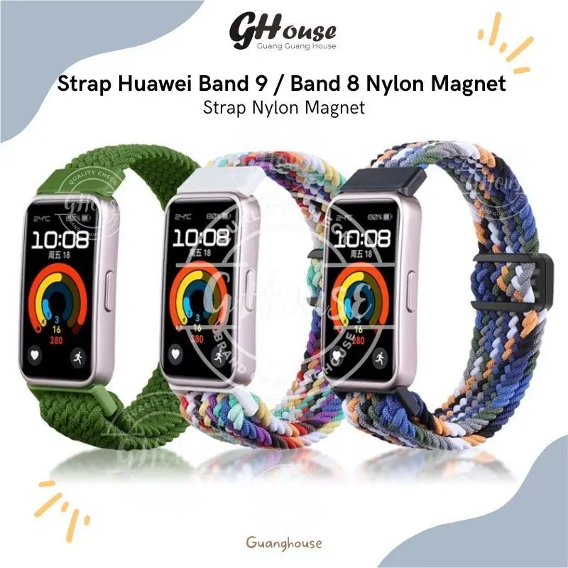 Strap Kompatibel Dengan Huawei Band 10 Nylon Magnet Tali Huawei Band 8 Strap Bahan Nylon Lock Magnet 1