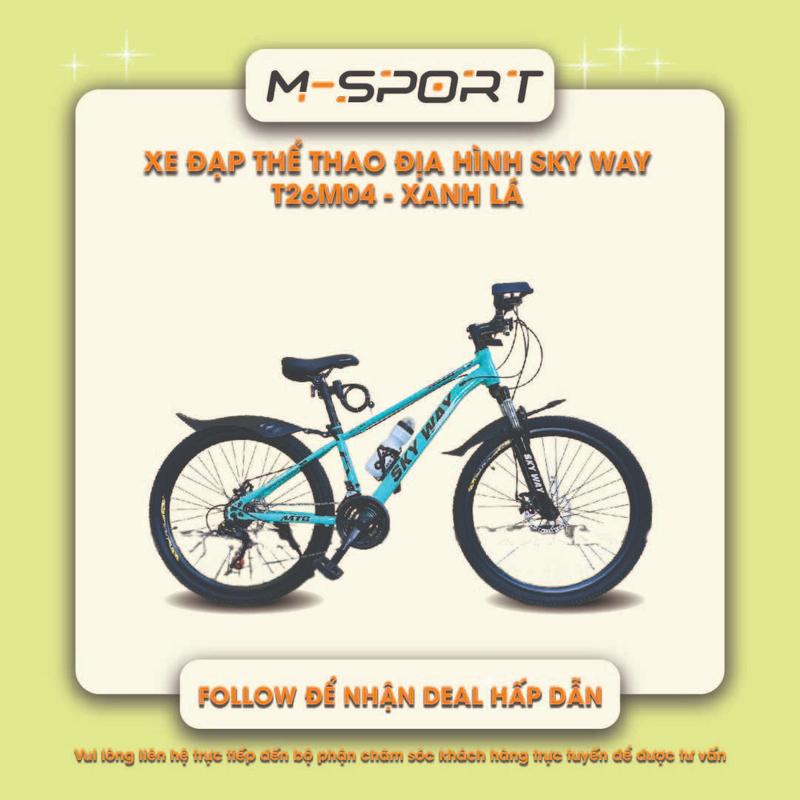   M-SPORT 6 - sườn thẳng  Xe đạp thể thao địa hình Sky Way M04 - Sườn thép 24 tốc độ phuộc thép không gỉ phanh đĩa kép Carbon Đạp Xe Đạp xe đạp Gắn Xe Đạp Cao Su 