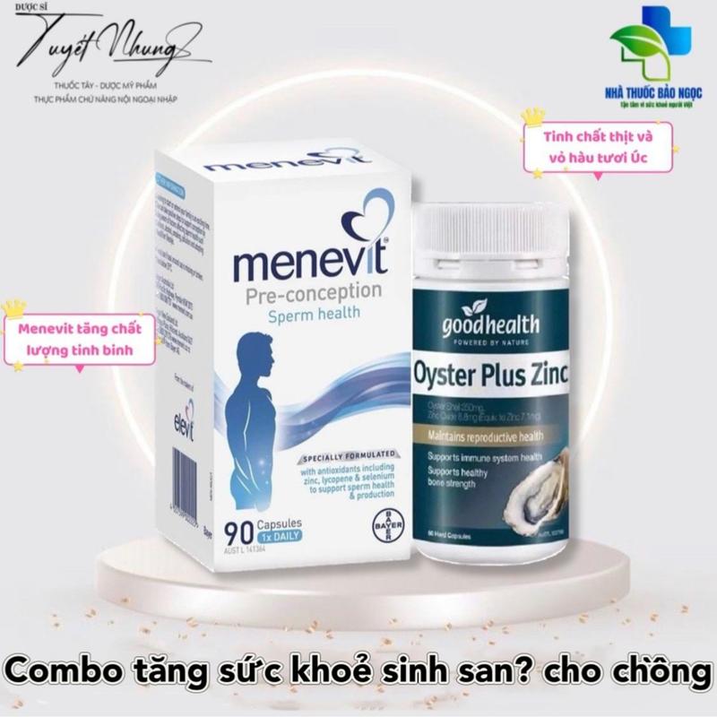 Viên uống bổ sung vi chất Menevit và Tinh Chất Hàu Oyster Plus Zinc Úc hỗ trợ sức khoẻ cho nam giới