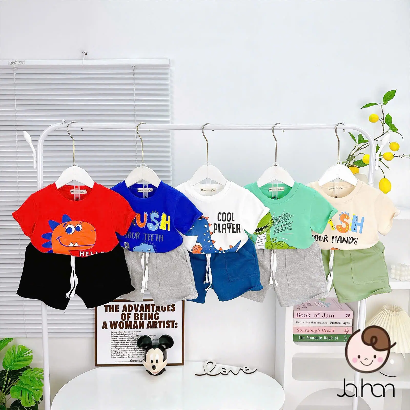 [Free Ship- 8-28kg ] FOM TO - Bộ Cộc Tay Minkey Baby Chất Thun Lạnh In Họa Tiết Hoạt Hình Dể Thương Cho Bé.Minky Mom