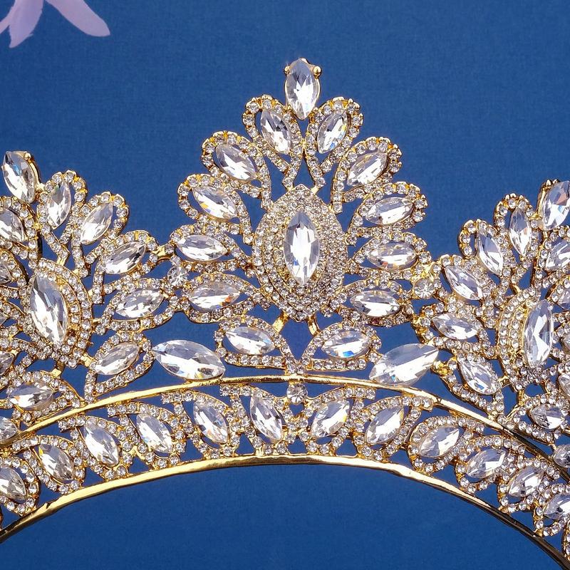 Product Introduction of Quality   Bridal Wedding Dressing    Baroque Royal  Crown  Pageant Tiaras Crown Molding Headpieces For Queens and King Female Anniversary Birthday Metal Coating  Women  Prom Diadem  Hair Accessories 42
