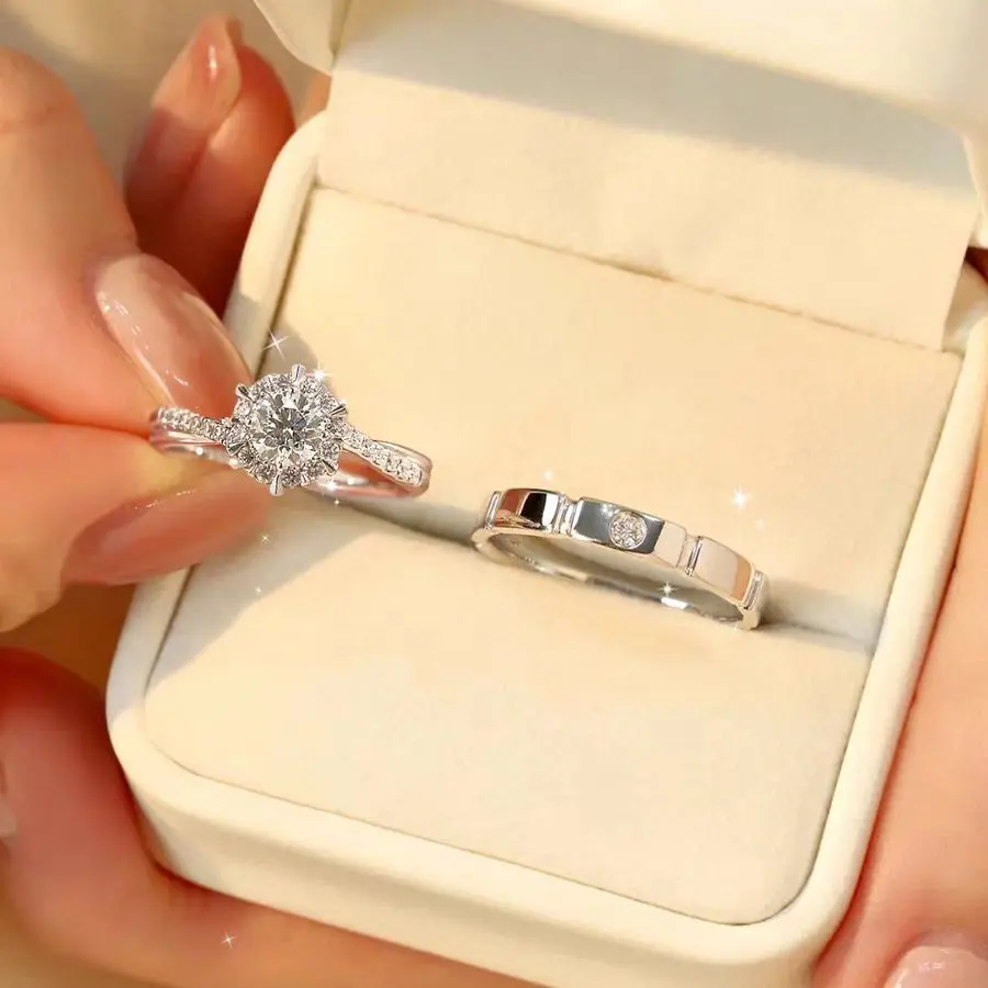 Nhẫn Cưới, Mô Phỏng, Một Cặp Nhẫn Cô Dâu, Đạo Cụ Thay Đổi Lễ Cưới, Mở Cặp Đôi, Có Thể Điều Chỉnh, Thích Hợp Cho Nam Và Nữ, Nhẫn Cặp Đôi Women Móc Khóa