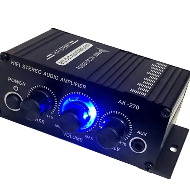 Bộ khuếch đại âm thanh nổi mini, AMP, 12V 2A, Âm thanh 2 kênh, Đầu vào âm trầm và âm bổng, 3,5 mm AUX, Thích hợp cho loa nguồn 1