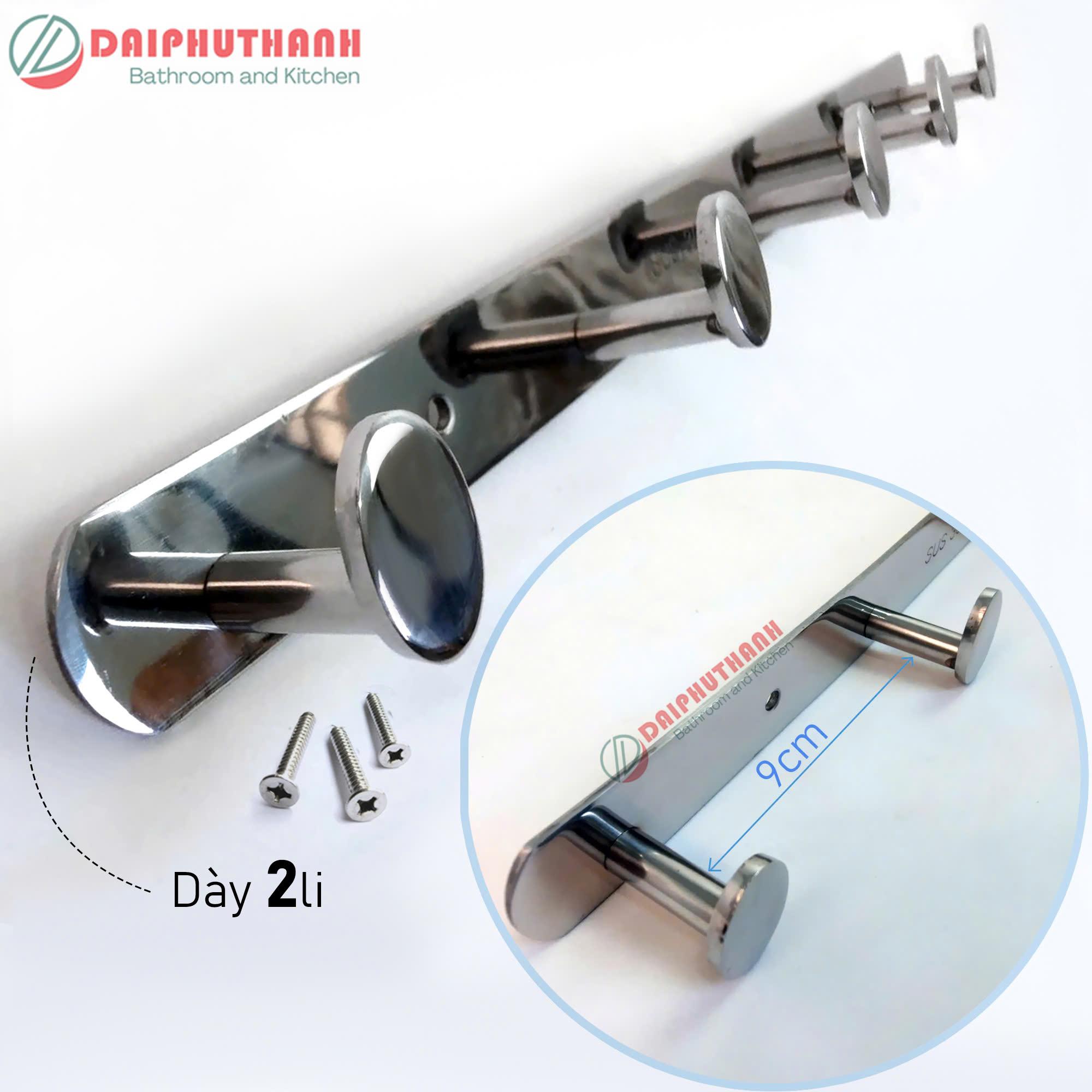 Giá Treo Khăn Móc Treo Quần Áo Inox SUS304 Nhiều Mẫu - Nhiều độ dài 6 đến 8 chấu