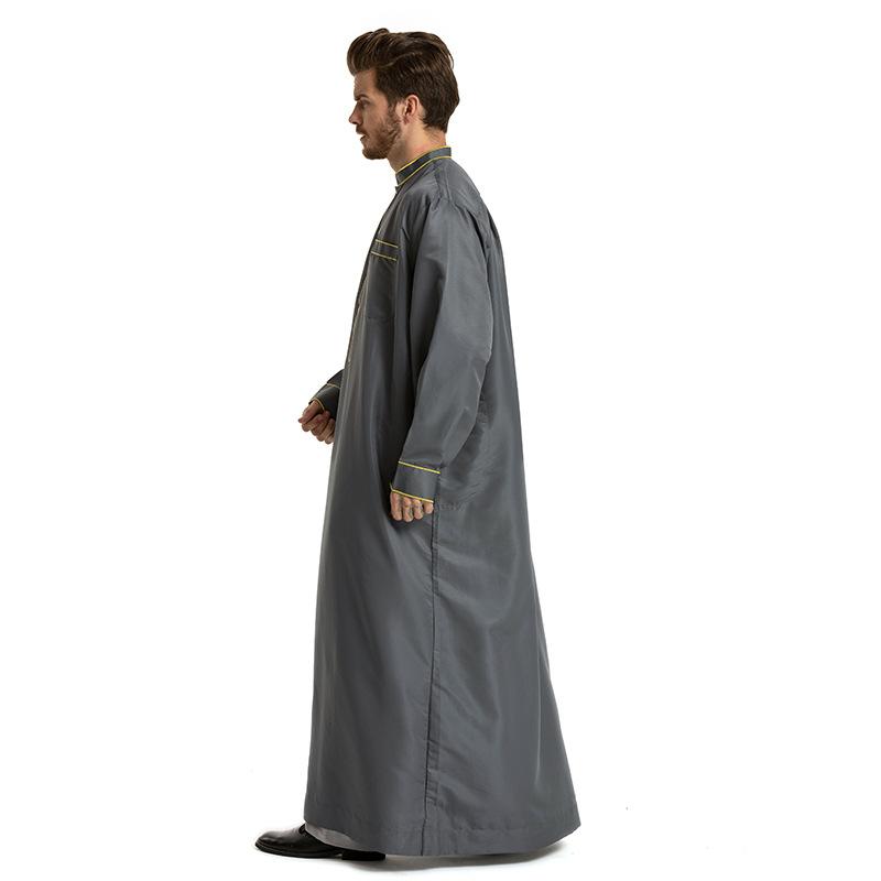 Product Introduction of European and American Hot Sale Middle East Muslim Ethnic Embroidery Long Sleeve Loose Stand Collar Robe Men 0006 16