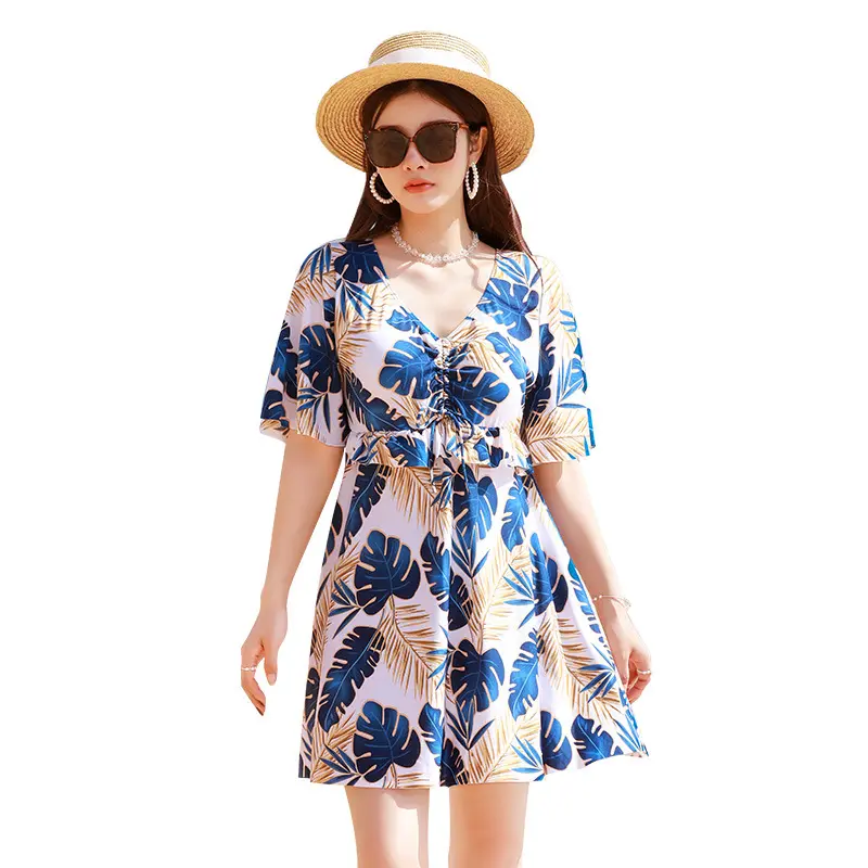 Áo Tắm Cho Nữ, Cỡ Lớn, Che Bụng, Mỏng Vừa Vặn, Phong Cách Váy In Hình Bảo Thủ, Thích Hợp Cho Phụ Nữ Trung Người Già Và Cao Tuổi, Ngoại Cỡ 4
