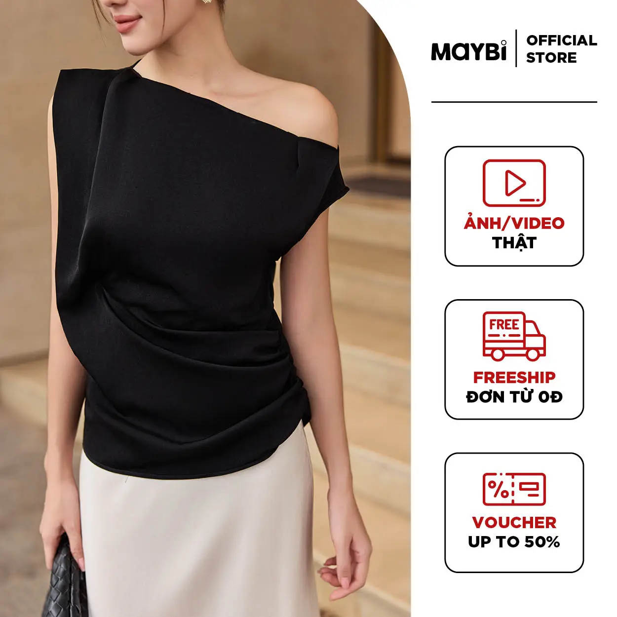 Áo lụa nhún eo form cánh tiên Maybi Nữ Nữ Nữ Nhung Top Voi Lịch Women