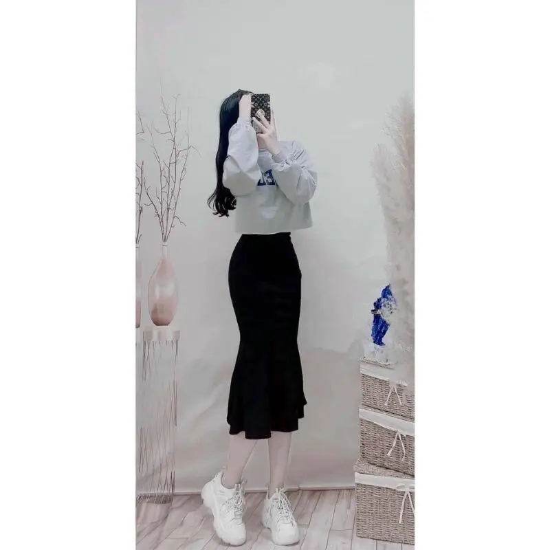 CHÂN VÁY ĐUÔI CÁ CHẤT COTTON CO DÃN SIÊU XINH Nữ