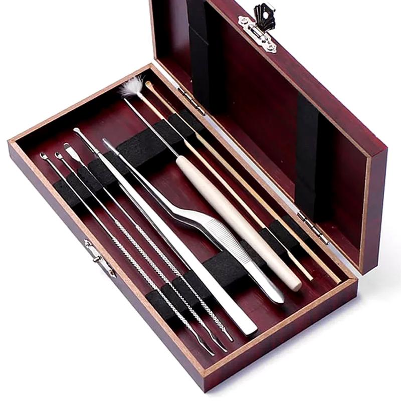 Product Introduction of Dụng cụ lấy ráy tai 8 món cao cấp, nhíp lấy ráy tai, bộ ngoáy tai hộp gỗ chuyên nghiệp 5