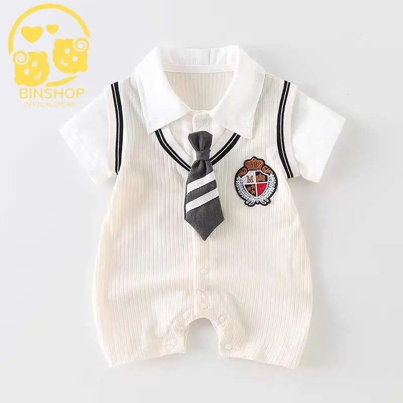 Body công tử cho bé trai dễ thương, Bodysuit cho bé chất thun tăm mềm mát, Body cho bé trai mẫu Quần áo sơ sinh 0-12M 2