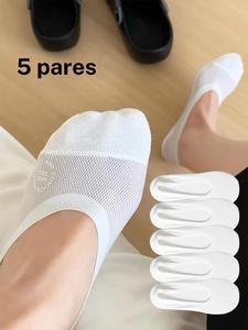 Calcetines sin mostrar de color sólido para mujer, calcetines de malla transpirables con agarre de silicona, regalo perfecto para uso diario y familia