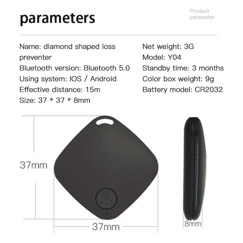 Product Introduction of GPS Tracker for Car Mini Tracking Device Cell Phone Tracker Tag Key Child Finder Smart Tracker Vehicle Anti-lost GPS Tracker Android Bluetooth 35
