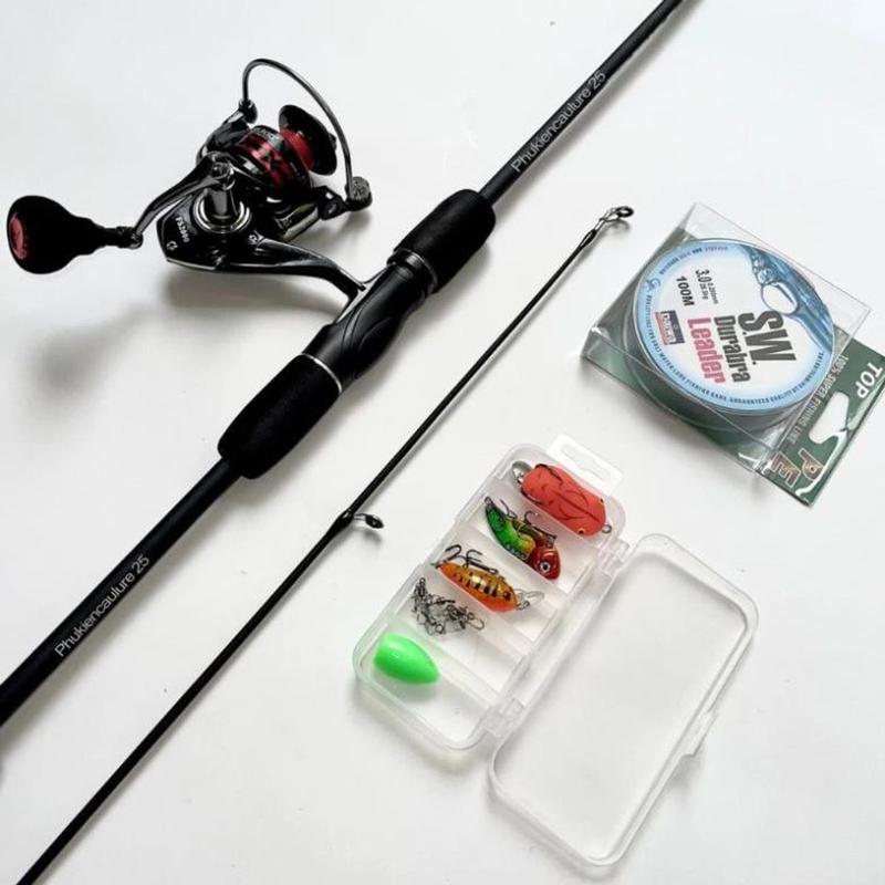  bộ combo cần câu lure sói đen kèm máy fs 2000 và hộp mồi Fishing 