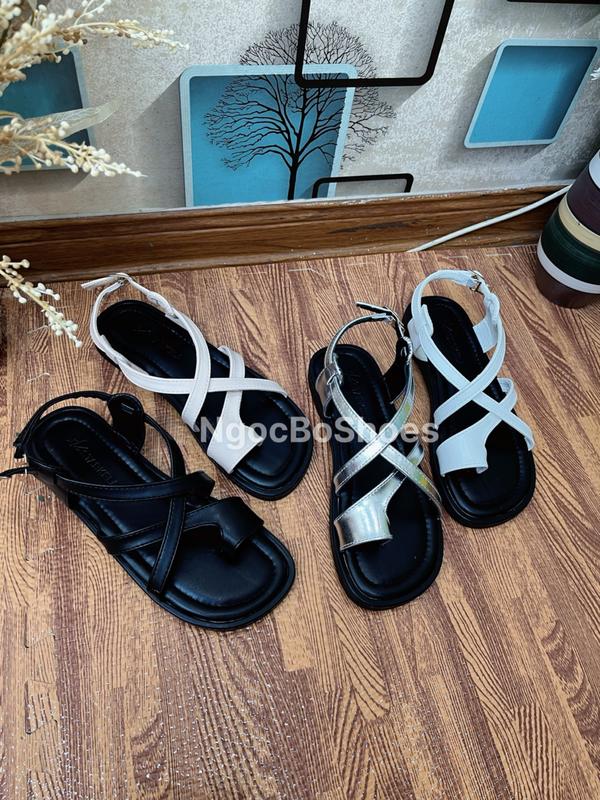 Dép Sandal 2 quai ngang vắt chéo xỏ ngón mũi tròn Form chuẩn