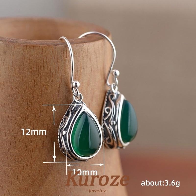 Kuroze New Style Drop-Shaped Vintage Vintage Ethnic Style Ancient Silver Tibetan Earrings 4