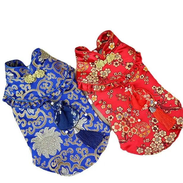 Đồ Trang Trí Thiết Yếu Cho Thú Cưng, Quần Áo Mới Cho Chó Cưng, Túi May Mắn Lễ Hội, Váy Trung Quốc, Váy Sườn Xám, Thích Hợp Cho Teddy Và Bichon, Hàng Có Sẵn Cho Năm Mới 2025, Bán Hàng Tại Nhà Máy 4
