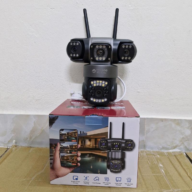Camera Yoosee ngoài trời, màu Đen Xám  4 Mắt 3 Khung Hình 3, Mắt Xoay Riêng Biệt, Đàm Thoại 2 Chiều Chống Nước theo dõi theo chuyển động,  cảnh báo chống trộm. ban đêm có màu. 1