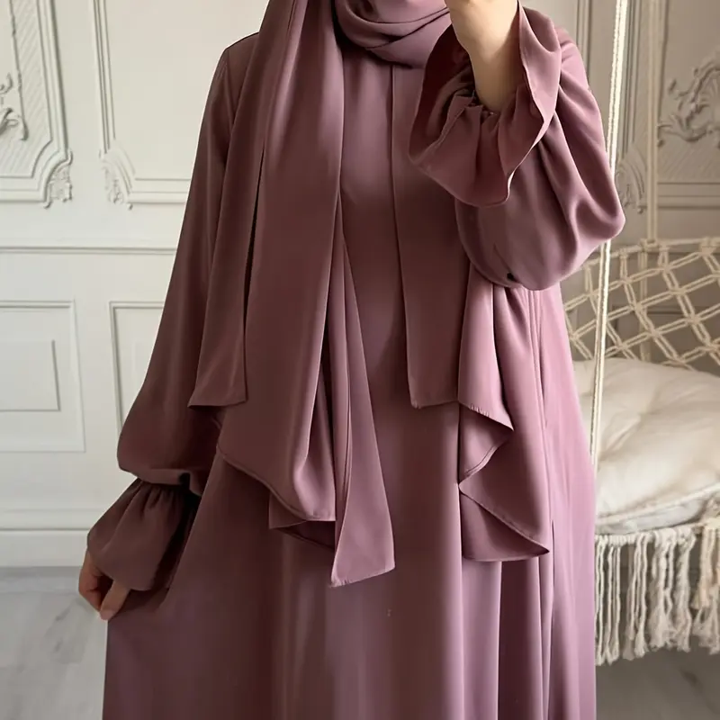 Khăn Trùm Đầu, Thiết Kế Tích Hợp Tay Áo Hoa, Vải Nida, Dáng Rộng Vừa Vặn, Abaya Thoải Mái, Quần Áo Cầu Nguyện Hàng Ngày Cho Phụ Nữ, Thích Hợp Cho Mùa Xuân, Mùa Hè Và Mùa Thu, Áo Choàng Hồi Giáo, Váy Hồi Giáo, 1 Mảnh 0