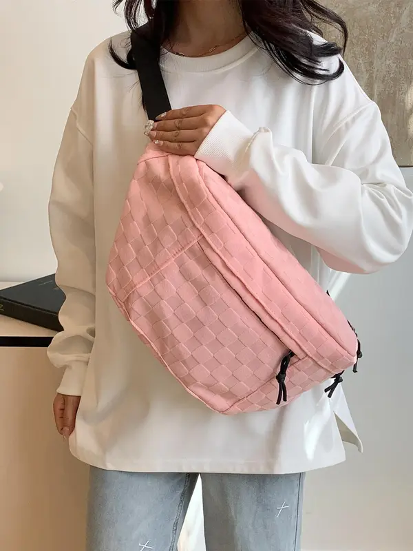 Women's 2025 Summer Fashionable Plaid Pattern Zipper Belt Bag for Gift, Plain Large Capacity Summer Casual Commuter Versatile Fanny Packs, Simple All-match Bum Bag for Travel Back To School Essentials, Fall Outfits, Fall Freshness Fall 5