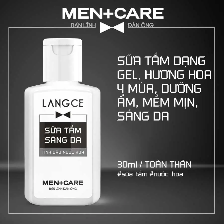 LANGCE SỮA TẮM HƯƠNG HOA, DƯỠNG ẨM, MỀM MỊN, SÁNG DA 30ML CHO NAM