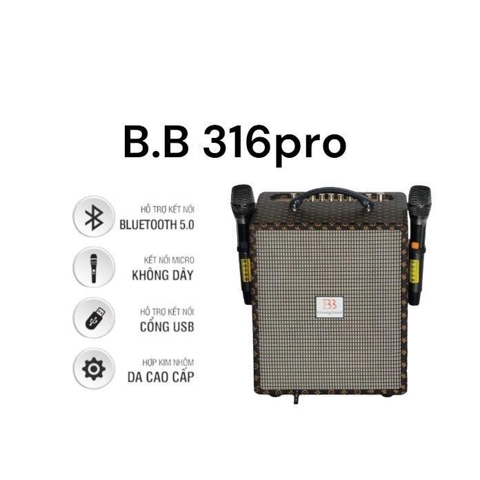[BB-316pro]Loa karaoke xách tay bọc da cao cấp chính hãng 2 bass 16cm,2 treble,2 micro cao cấp UHF hát siêu nhẹ . Hàng công ty chính hãng bảo hành 12 tháng,bao test 1 tuần,lỗi đổi mới trong vòng 30ngày đầu 4 đường Củ Loa Nghe Nhạc 1