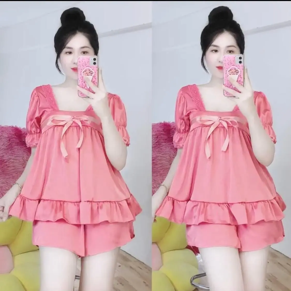 [3 size 46-68kg] Đồ bộ ĐÙI LATIN NƠ CHẤT VẢI MỀM MÁT DỄ THƯƠNG thời trang