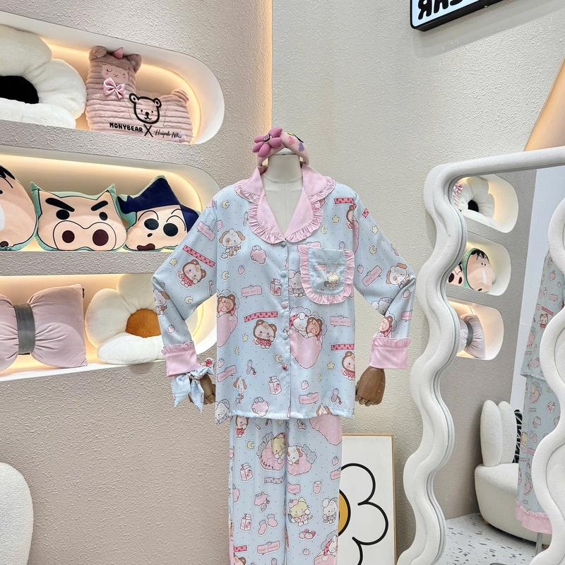 ￼BỘ PIJAMA MONYBEAR TDQD MÈO TRẮNG PHỐI BÈO HỒNG ( kèm CỘT TÓC ) 0