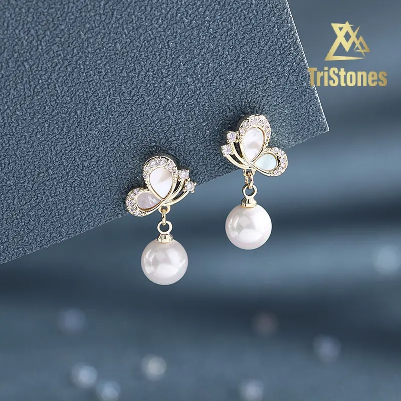 Hoa Tai Kiểu Pháp, Thiết Kế Đẹp Nhật Bản Và Hàn Quốc, Hoa Tai Vỏ Sò Nhỏ Đinh Tán Bướm Zircon Ngắn, Dành Cho Nữ Khuyên Tai Voi Voan Cua 6