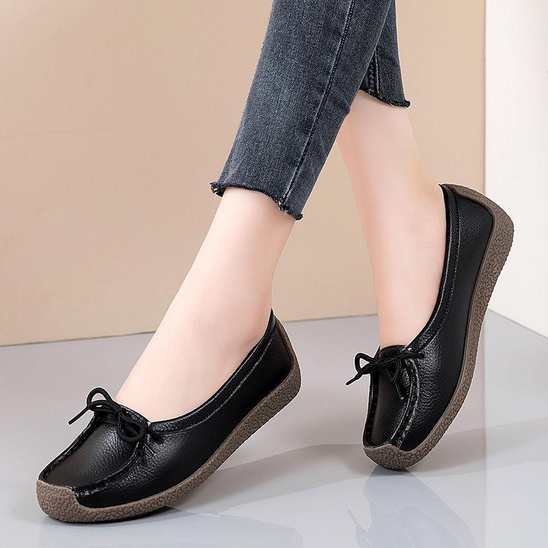 Giày Doug Da Thật Giày Đế Gân Nữ Giày Lười Cho Mẹ Giày Đế Bằng Thường Ngày 3