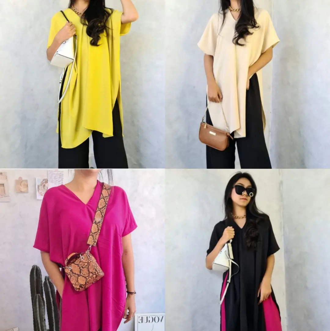 Atasan LONG SQUARE V-Neck Polos