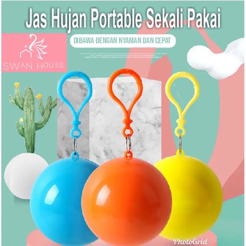 Jas Hujan gantungan Bola dengan gantungan kunci warna warni / jas hujan bola / jas hujan gantungan kunci BOS Q07