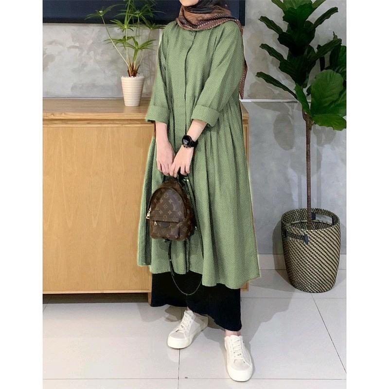 ATASAN WANITA LONG TUNIK  Muslim FFA SERIES BAHAN RAYON TWILL PREMIUM  Tebal DAN  Lembut   size S, M, L, XL, XXL 1