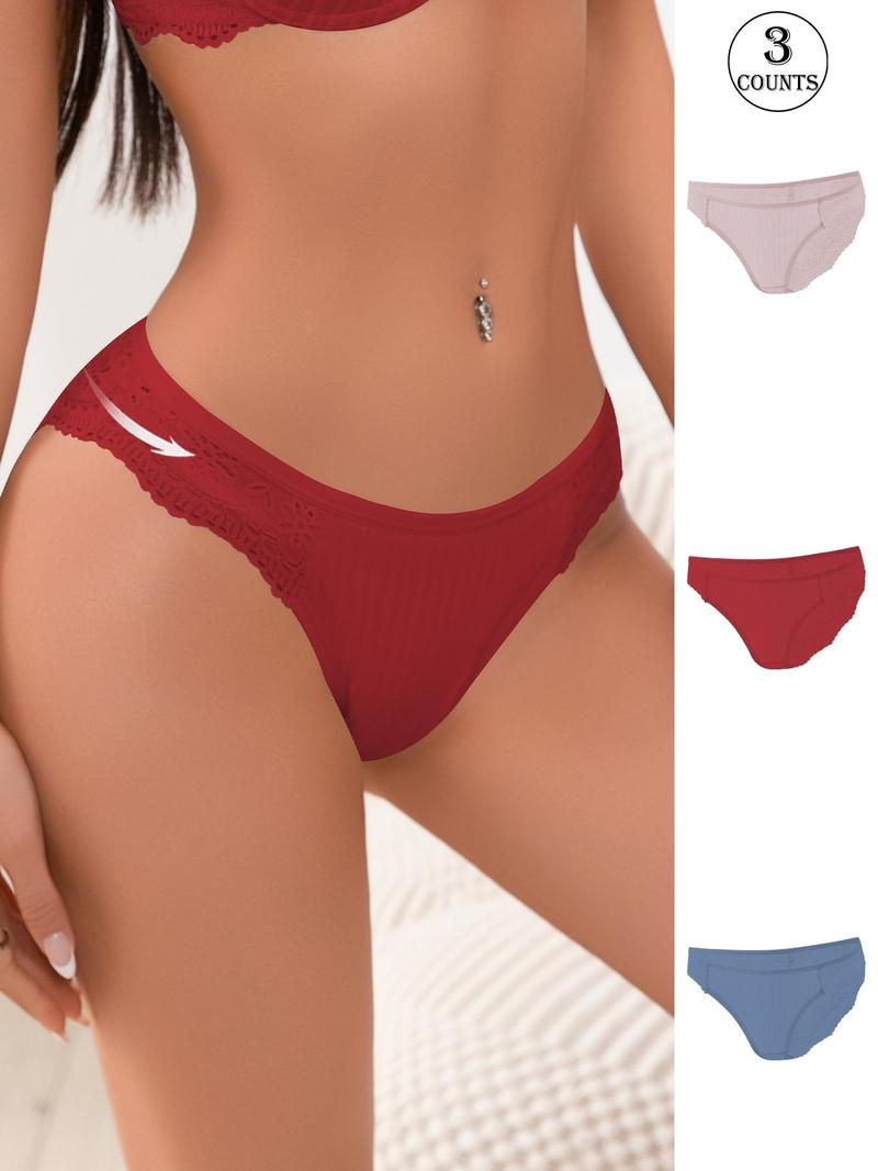 Product Introduction of Women's Solid Color Lace Panty, Soft Comfy Breathable Knicker for Daily Wear, Underwear for All Seasons 1