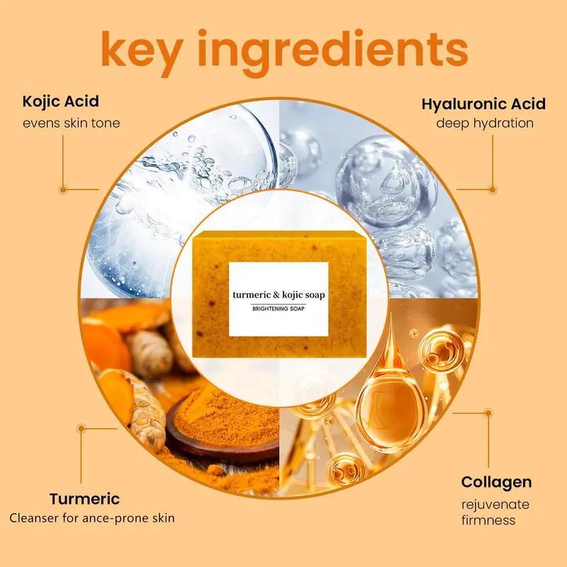 Turmeric Soap Bar, 13pcs/set Moisturizing Brightening Body Wash Soap Bar & Soap Net, Deep Cleansing Body Wash Soap for Women & Men, Daily Skincare Product, Skincare 4